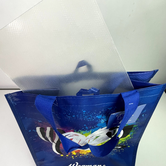 Set of 4 — Wegmans Blue Rainbow Heart Reusable Grocery Tote Bag w/ Liner NWT NEW - Picture 7 of 11